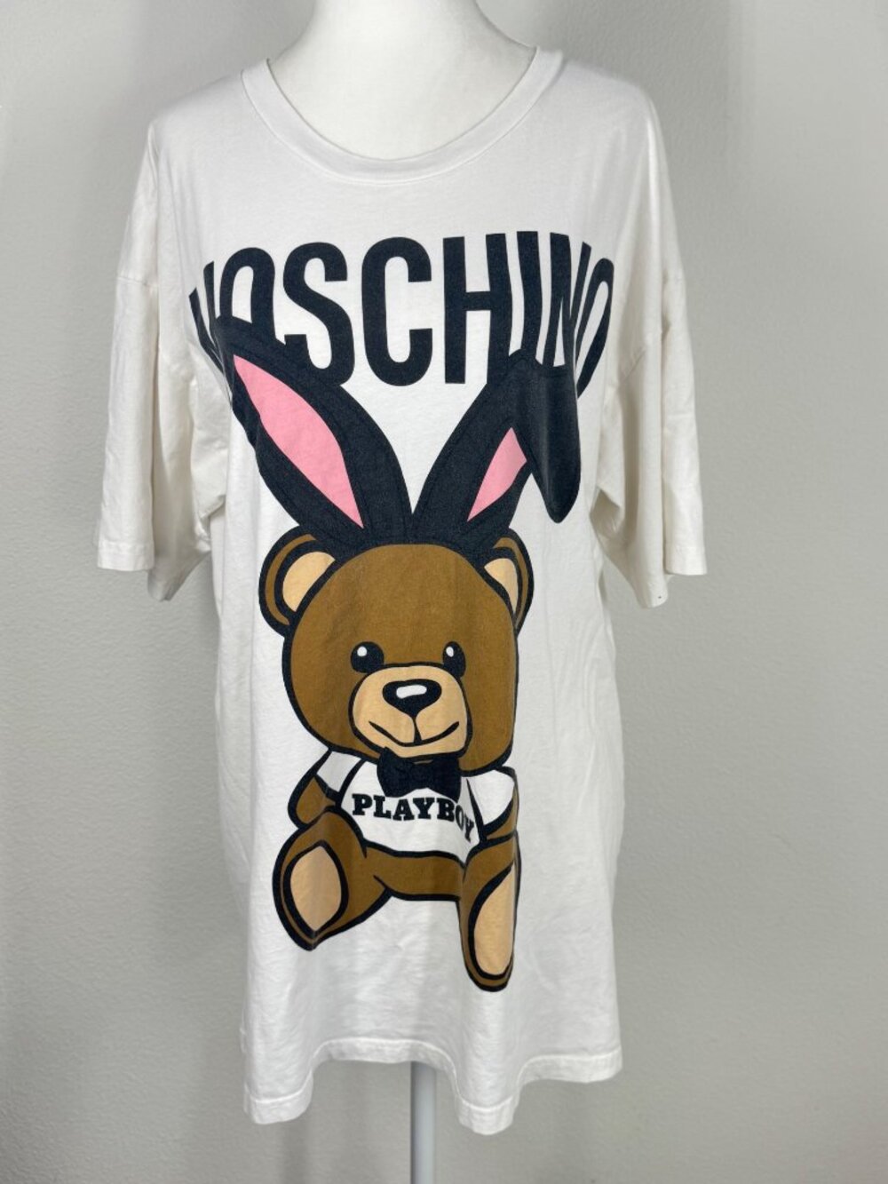 Moschino Couture x Playboy T Shirt Sz M Womens Double Sided Teddy Bear